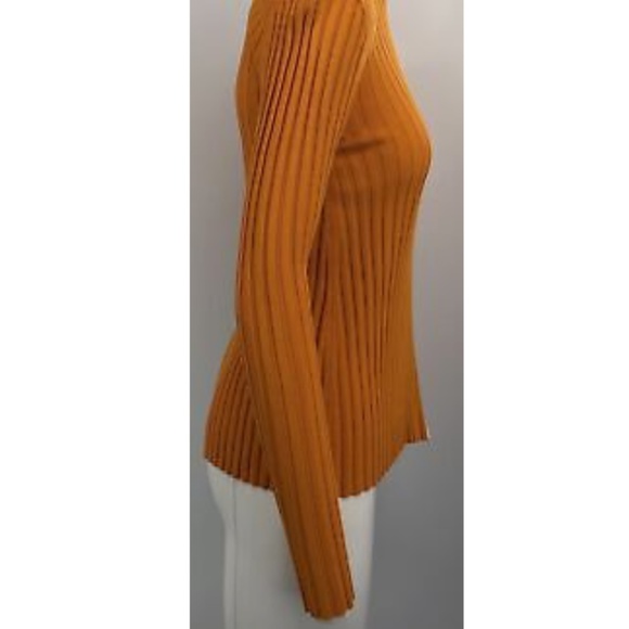 Rosetta Getty Godet Orange Ribbed Sweater w/ Blue/White Paneled Side sz L - Picture 3 of 6